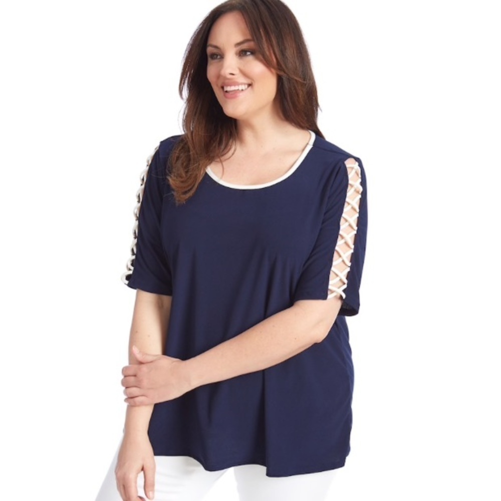 89th & Madison shirt‎ lattice navy white NWT